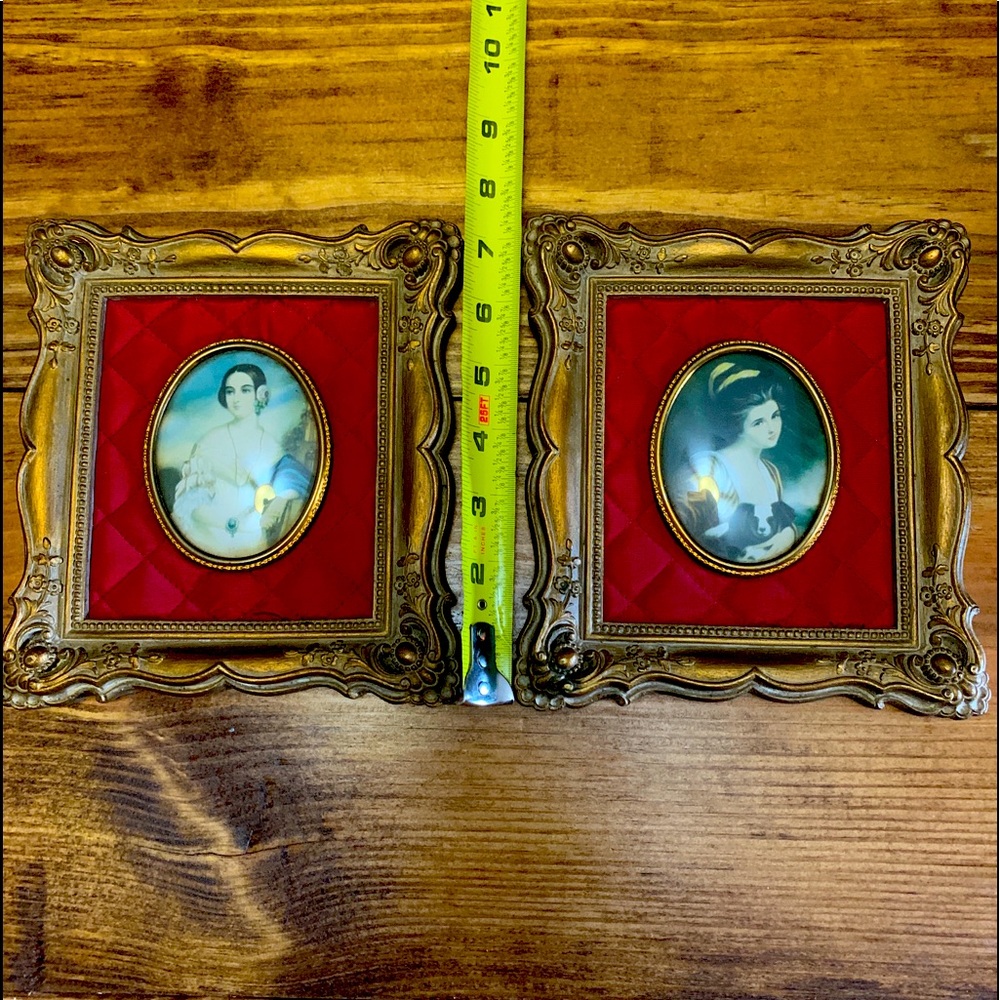 Rare European French Cameo Silk Tufted Hand Carved Wooden Frames Antique 1930s